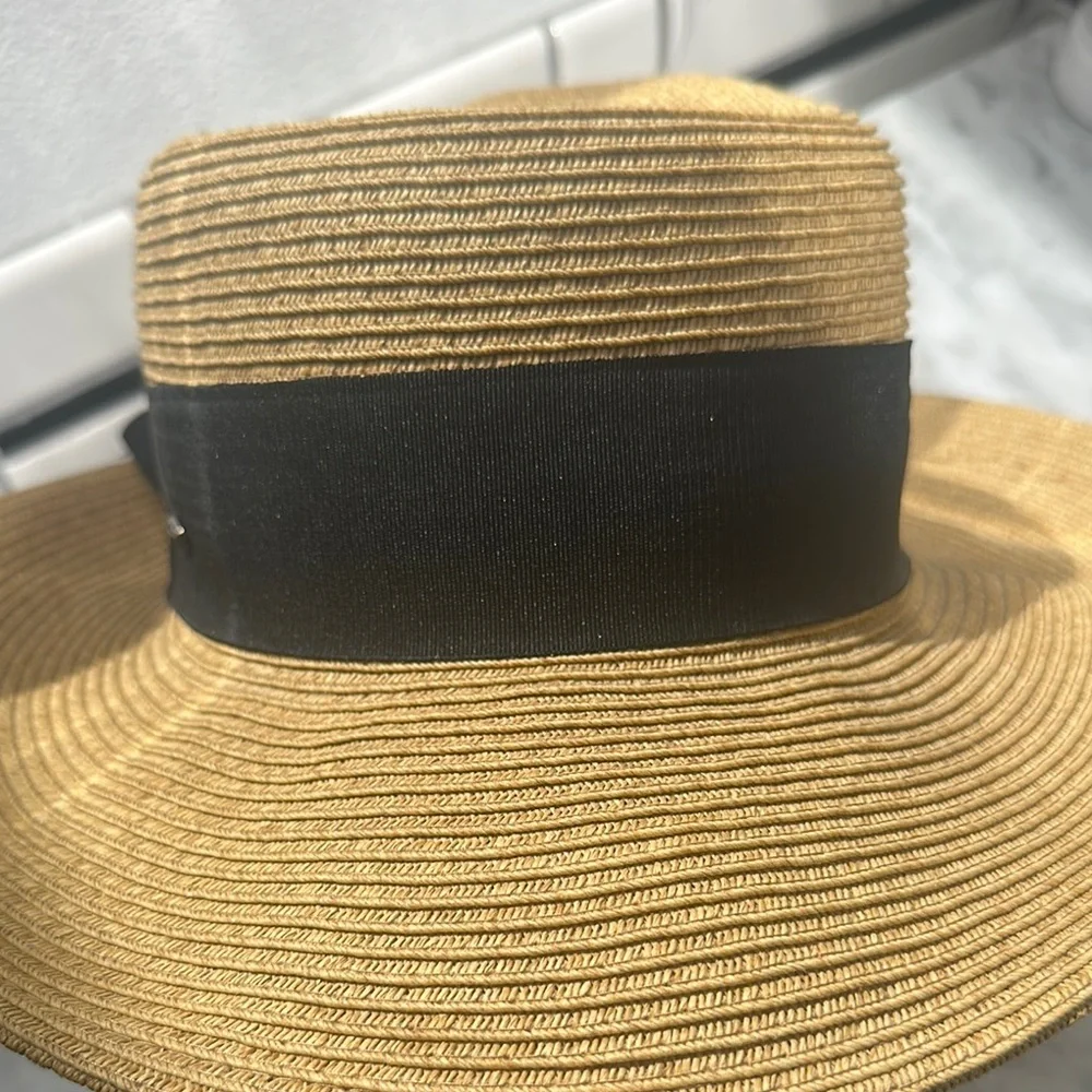 Karen Keith Straw Hat with Black Ribbon - Picture 6 of 9
